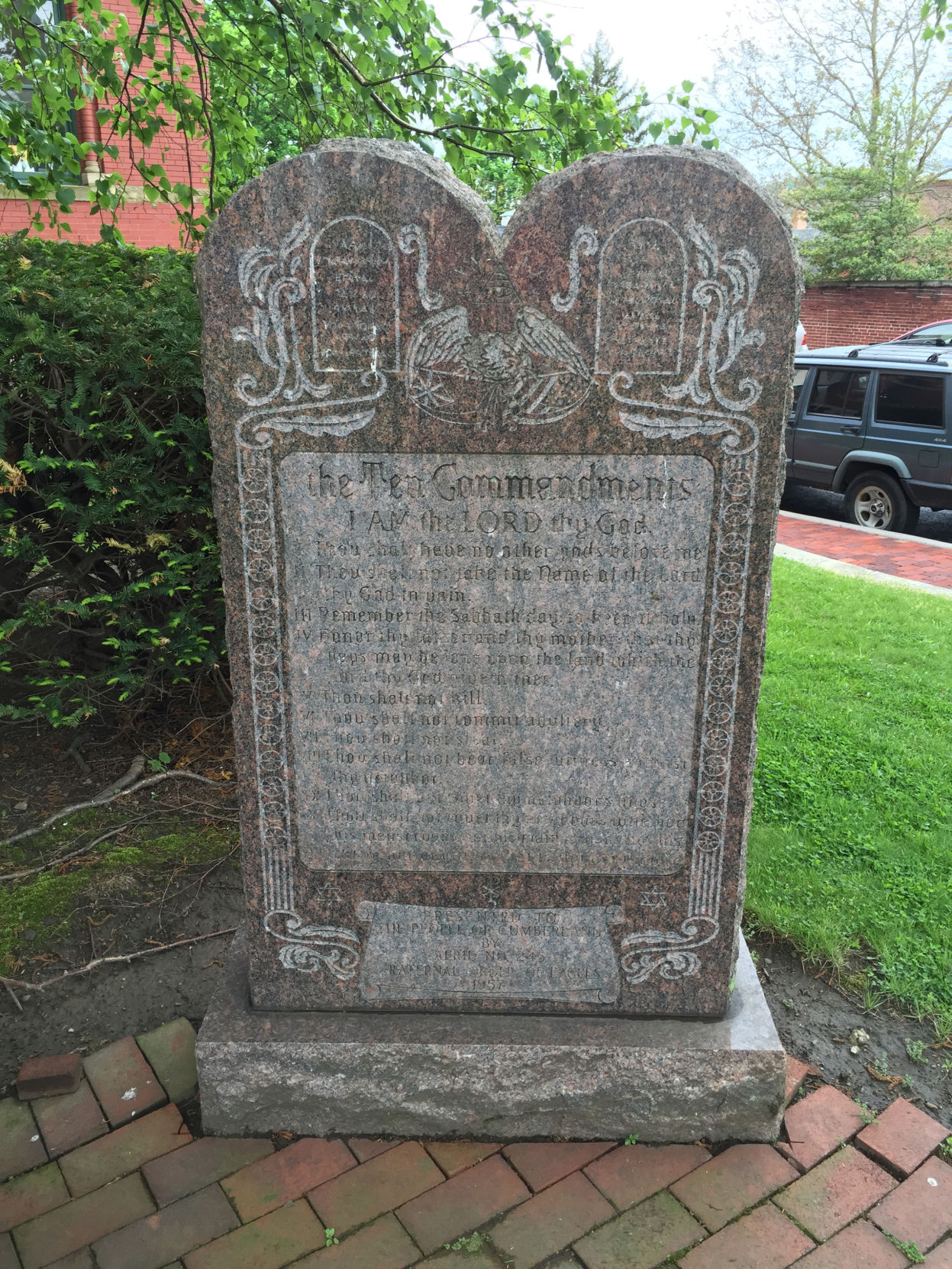 Ten Commandments monument at Allegany County Courthouse